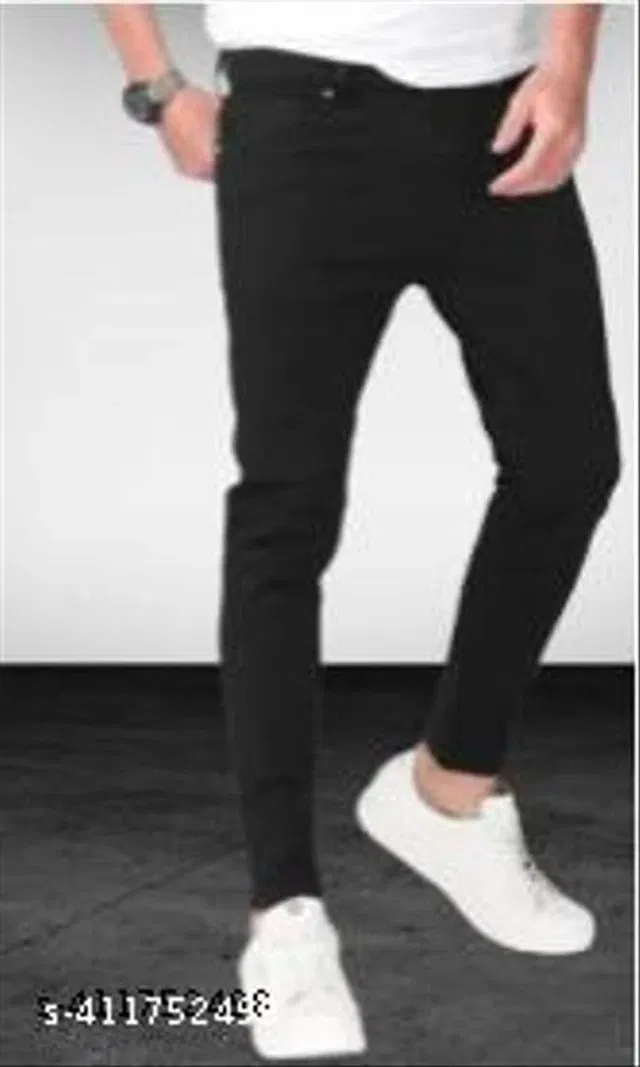 Denim Slim Fit Jeans for Men (Black, 36)