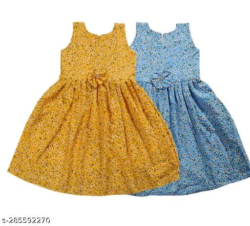 Frocks & Dresses Pack Of 2 for Girls (Yellow, 3-4 Years)