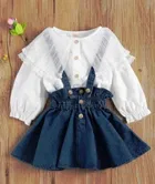 Denim Solid Clothing Set for Girls 