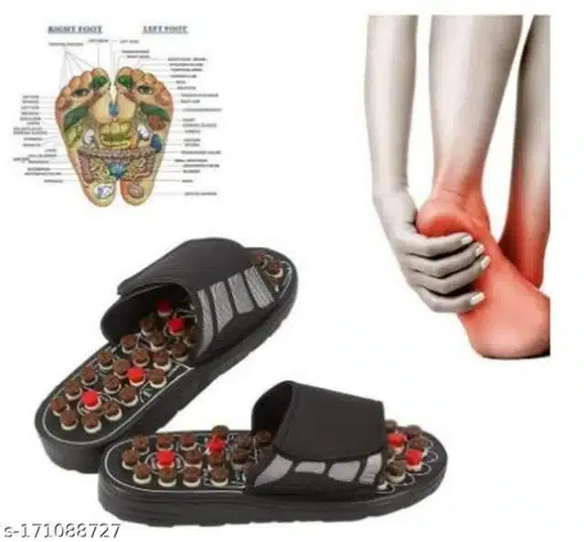 Acupressure Massager Slipper (Black, 9)