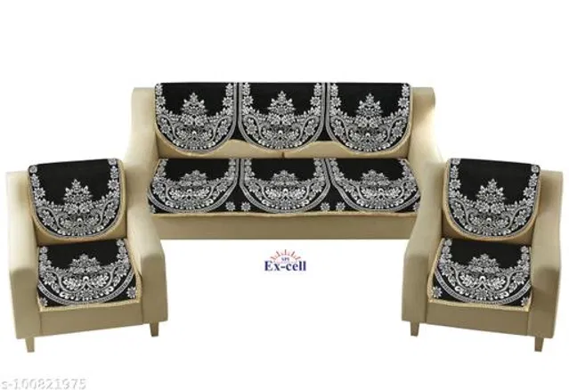 Polycotton 5 Seater Sofa Covers (Black, Set of 1)