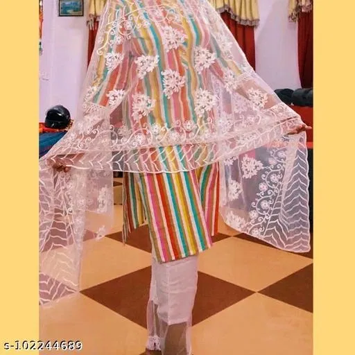 Embroidered Rajasthani Net Sewing & Embroidery (Pink, Free Size)