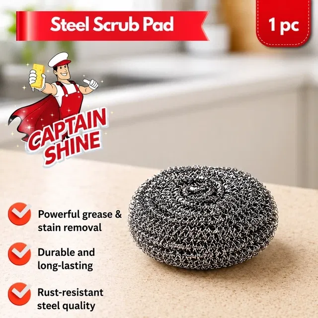 Captain Shine Steel Scrub Pad, 11g [1 Pc]