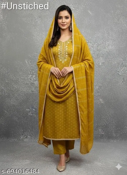 Chanderi Cotton Punjabi/All Over Suits for Women (Multicolor, 6.05 meter (M)