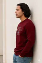 Fleece Printed Sweatshirt for Men, Maroon 