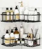 Bathroom Corner Rack/ Storage Organizer Iron - Black (Pack of 2)