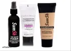 SumSh Fixer Spray, Primer, Foundation, Highlighter and Contour Stick Concealer, Compact Powder Pack of 5