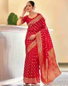 Silk Woven Design Saree for Women, Red 