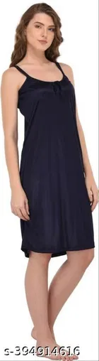 Satin Solid Nightdress for Women, Navy Blue & Dark Pink, Pack of 2 
