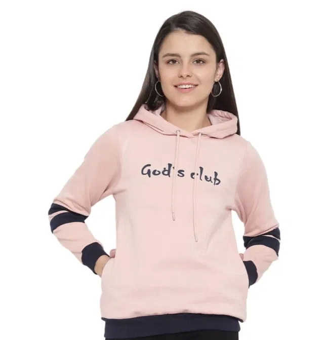 Women's Colorblock Sweatshirt Hoodie (Light Pink-XL)