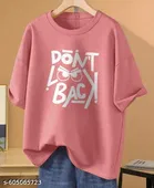 Cotton Blend Printed T-shirt for Women, Pink 