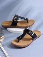 Shoetopia Girls Solid Flat Sandals Black Size 5