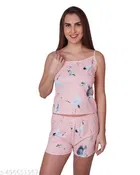 Cotton Blend Printed Night Suit for Women, Multicolour 
