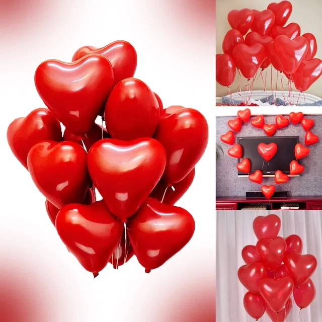 Red Heart Balloons For Decoration (Pack of 50)