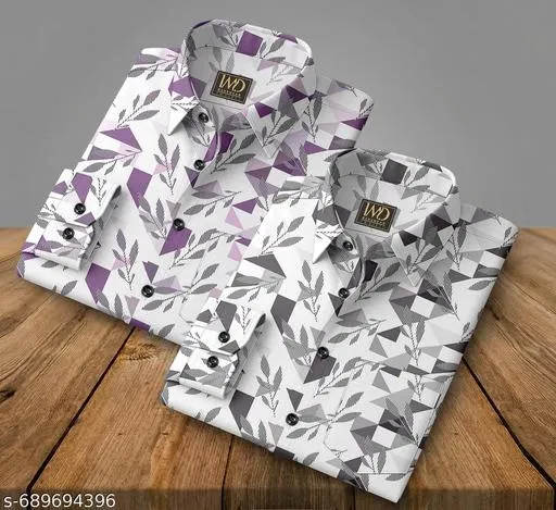 Boxy Printed Rayon Shirt Fabric for Men (Multicolor, L)