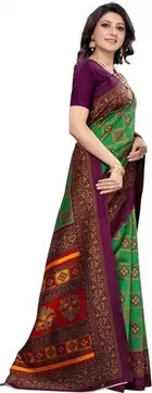 SVB चेक्स प्रिंटेड साड़ी फॉर वीमेन 