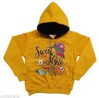 Fleece Printed Full Sleeves Hooded Sweatshirt for Girls (Mustard, 3-4 Years)