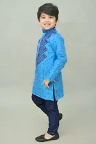 Printed Dupion Silk Kurta and Pajama Set for Boys 