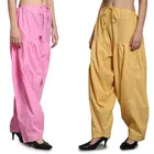 Cotton Solid Salwar for Women (Baby Pink & Mustard, Free Size) (Pack of 2)