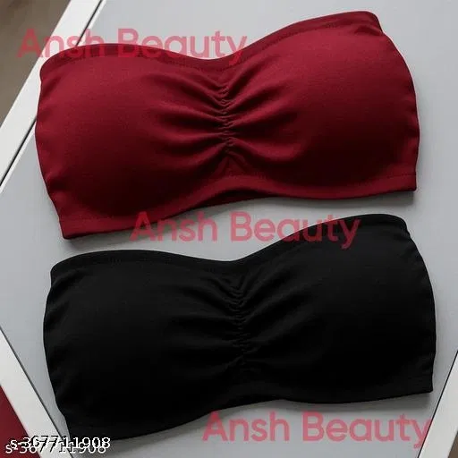 Cotton Bra for Women & Girls, Black & Red, Pack of 2 (32A)
