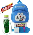 Combo of Fabric School Bag, Water Bottle with Lunch Box for Kids 