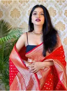 Silk Woven Design Saree for Women, Red 
