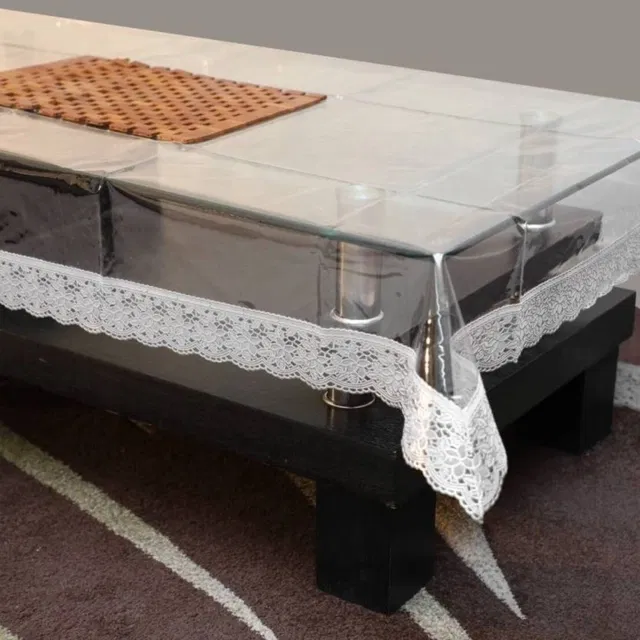 Solid 4 Seater Table Cover (Transparent) (Pack Of 1)