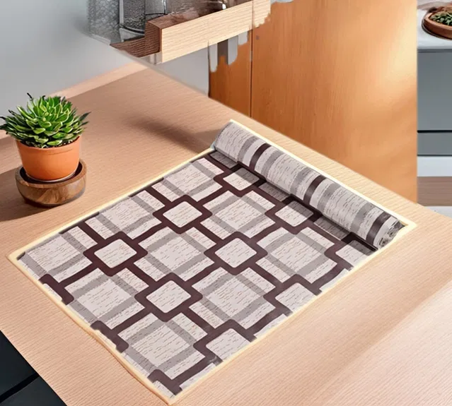 PVC Printed Shelf Mat Roll (Multicolor, 5 m)