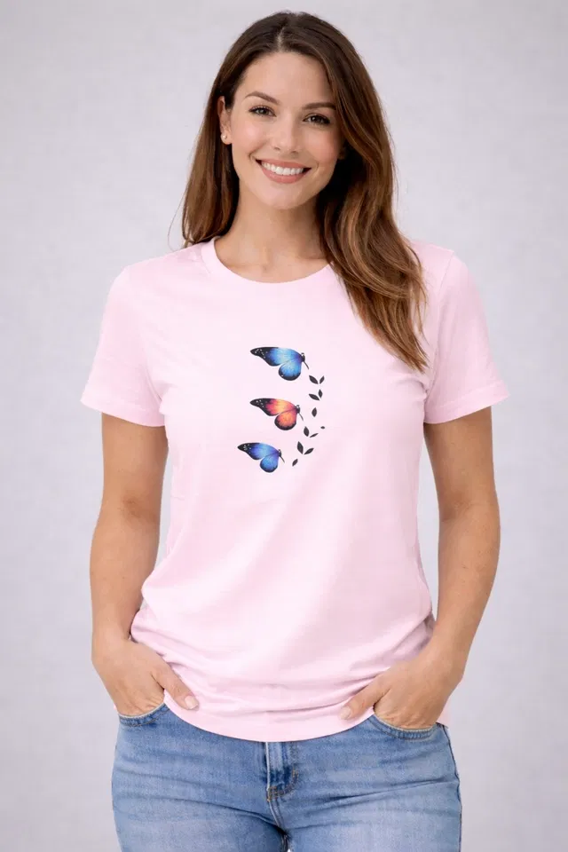 Cotton Blend Printed T-shirt for Men, Pink (M)