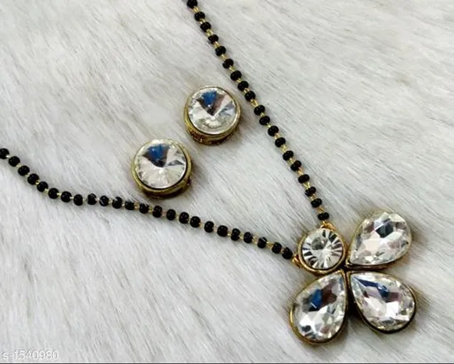 Alloy Mangalsutra with Earrings for Women (Multicolor, Set of 1)