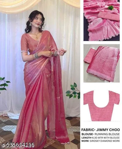 JImmy Choo Saree for Women, Pink (5.5 M)