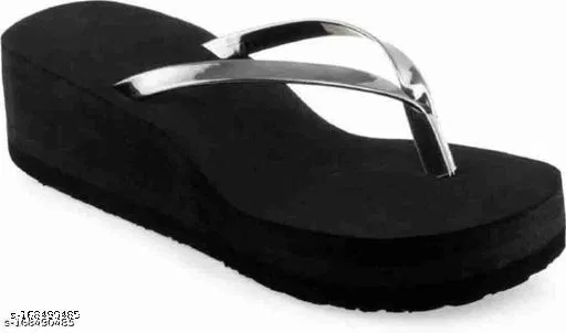 Solid Thong Flip-flops for Women (Silver, IND-8)