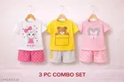 Hosiery Cotton Printed Clothing Set for Kids, Multicolor, Pack of 3 