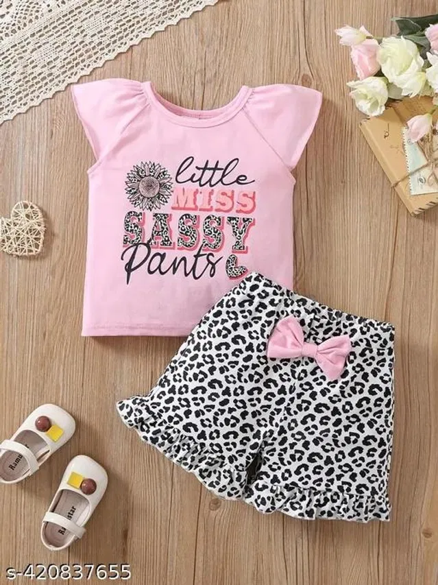 Cotton Blend Clothing Set for Girls (Multicolor, 11-12 Years)