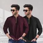 Cotton Blend T-shirt for Men, Maroon & Black, Pack of 2 