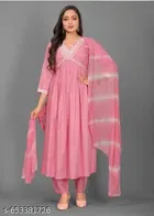 Linen Embroidered Kurta Set for Women 
