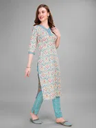 Cotton Blend Printed Kurta with Pant for Women 
