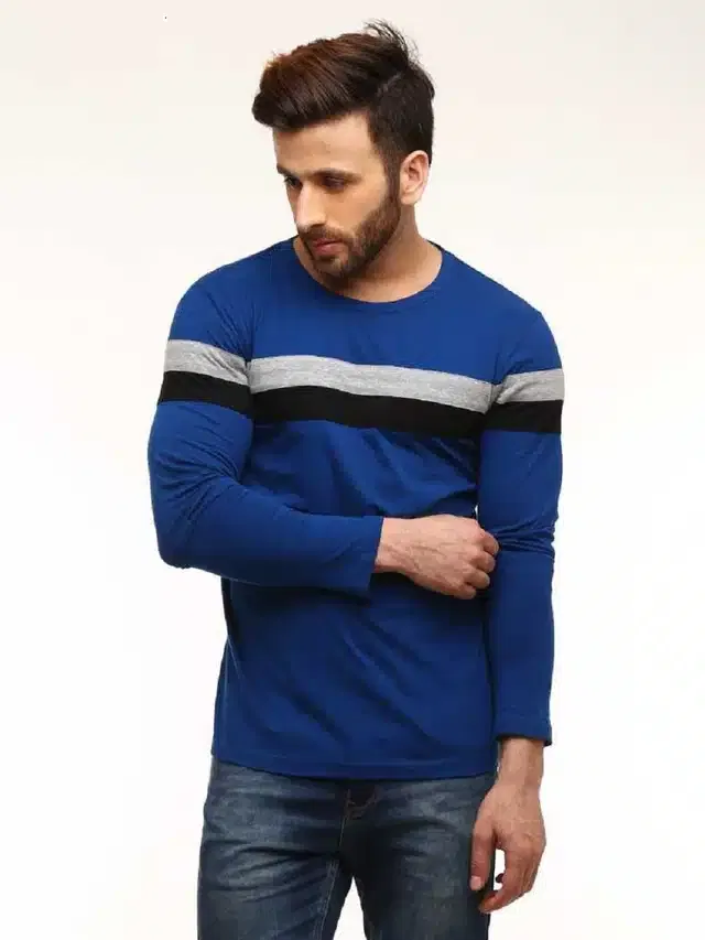 Full Sleeves T-Shirt for Men (Multicolor, L)