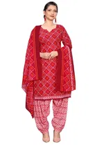 Cotton Blend Printed Kurti with Salwar for Women 