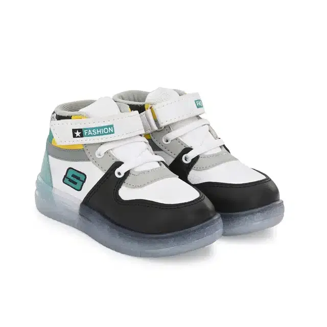 Casual Shoes for Boys (White & Black, 12)