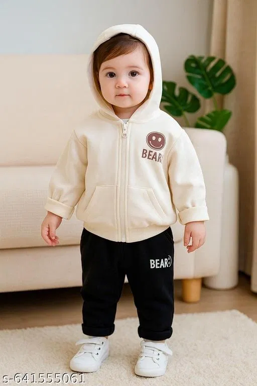 Hosiery Cotton Printed Clothing Set for Kids, Beige (6-9 Months)