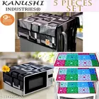 KANUSHI Industries® 1 Pc Fridge Covers / Refrigerator Cover + 1 Pc Microwave/Oven Cover Top + 3 Fridge Mats 