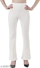 Cotton Blend Trouser for Girls (White, 3-4 Years)