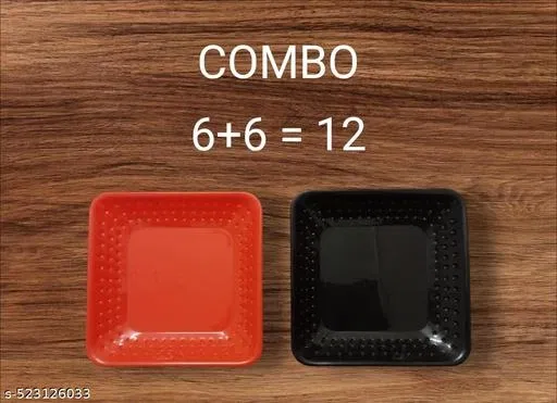 Plastic Plates for Kitchen, Multicolor, Pack of 12
