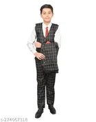 4 Pcs Coat Pant Set for Boys (Multicolor, 6-7 Years)