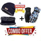 Woolen Cap with Neck Warmer & Hand Gloves for Men & Women 