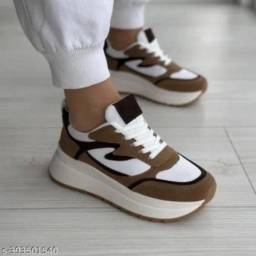 Casual Shoes for Women (Tan & White, 4)