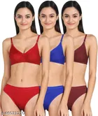 Cotton Blend Solid Lingerie Set for Women 
