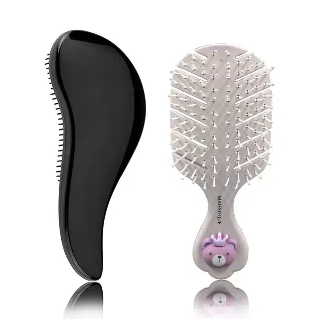 Majestique Mini Hair Brush Travel Detangling Brushes for Kids, Women & Men (Combo of 2) (B-55)