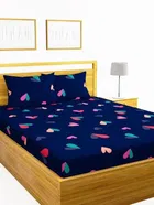 Glace Cotton All Round Elastic Fitted Double Bedsheet with 2 Pillow Covers (Multicolor, 72x78x8 inches)
